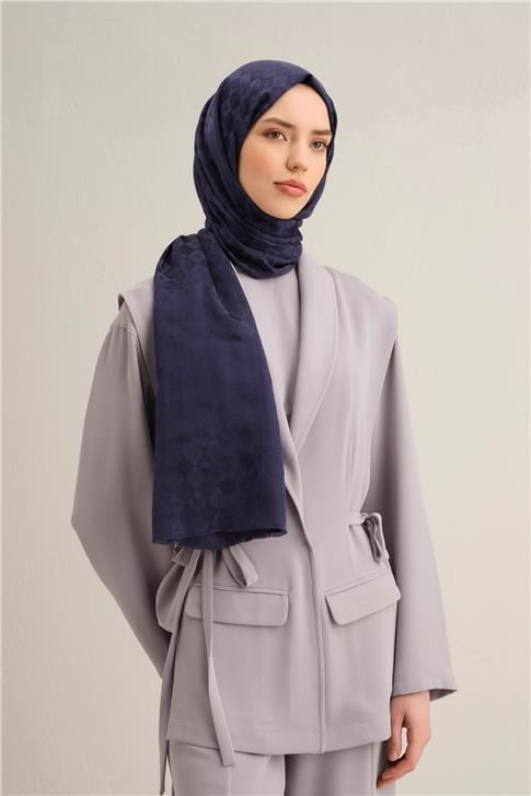 Armine Elegance İpek Pamuk Kare Monogram Şal 10077