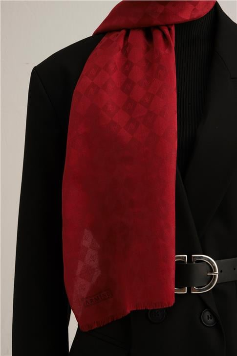 Armine Elegance İpek Pamuk Kare Monogram Şal 11174