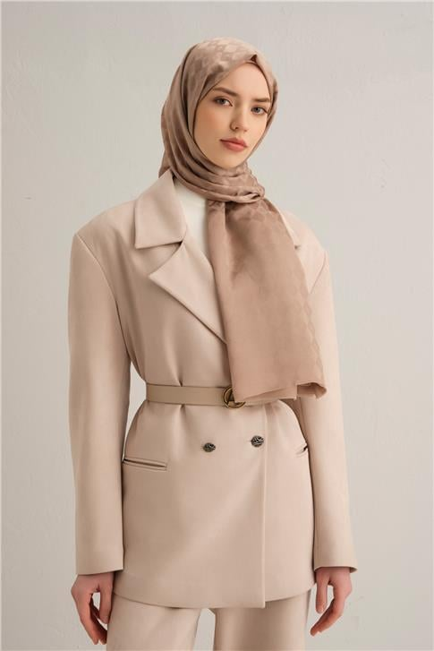 Armine Elegance İpek Pamuk Kare Monogram Şal 9912