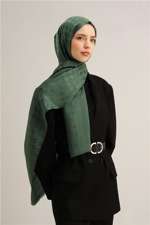 Armine Elegance İpek Pamuk Kare Monogram Şal 10703