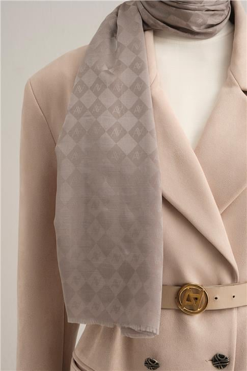 Armine Elegance İpek Pamuk Kare Monogram Şal 10692