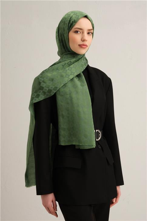 Armine Elegance İpek Pamuk Kare Monogram Şal 9917