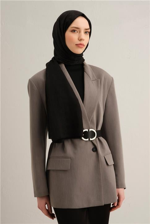 Armine Elegance İpek Pamuk Kare Monogram Şal 01