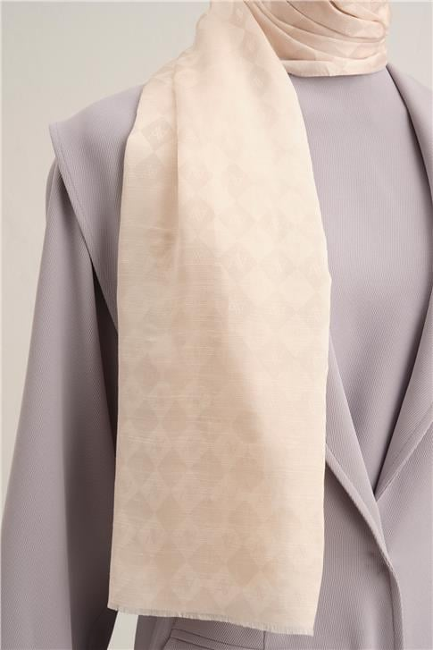 Armine Elegance İpek Pamuk Kare Monogram Şal 9911