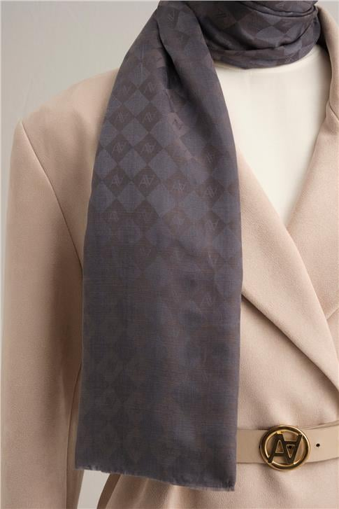 Armine Elegance İpek Pamuk Kare Monogram Şal 11173