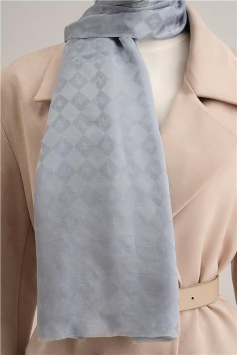 Armine Elegance İpek Pamuk Kare Monogram Şal 10698