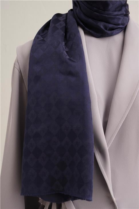 Armine Elegance İpek Pamuk Kare Monogram Şal 10077