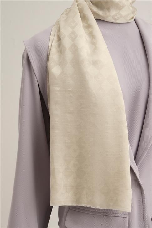 Armine Elegance İpek Pamuk Kare Monogram Şal 9913
