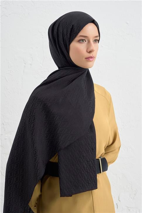Armine Elegance İpek Pamuk Monogram Şal 01