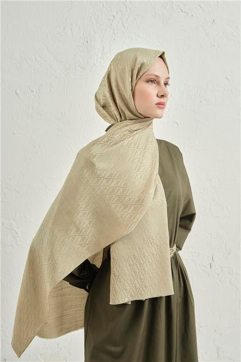 Armine Elegance İpek Pamuk Monogram Şal 54