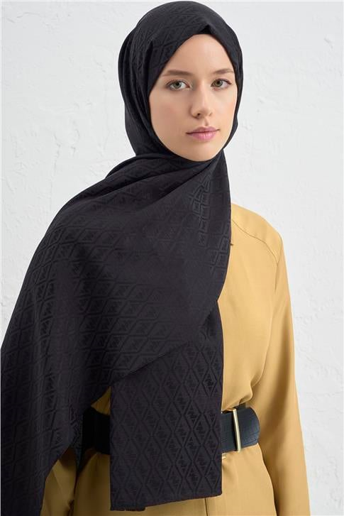 Armine Elegance İpek Pamuk Monogram Şal 01