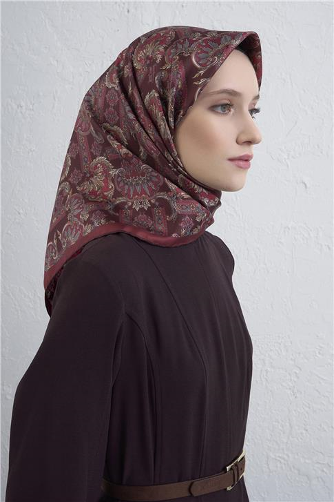 Armine Etnik Desen Saf İpek Twill Eşarp 9416D 84