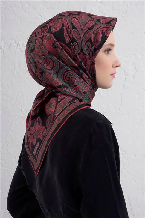 Armine Etnik Desen Saf İpek Twill Eşarp 9421D 87
