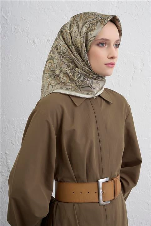 Armine Etnik Desen Saf İpek Twill Eşarp 9421D 36