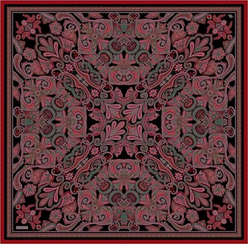 Armine Etnik Desen Saf İpek Twill Eşarp 9421D 87