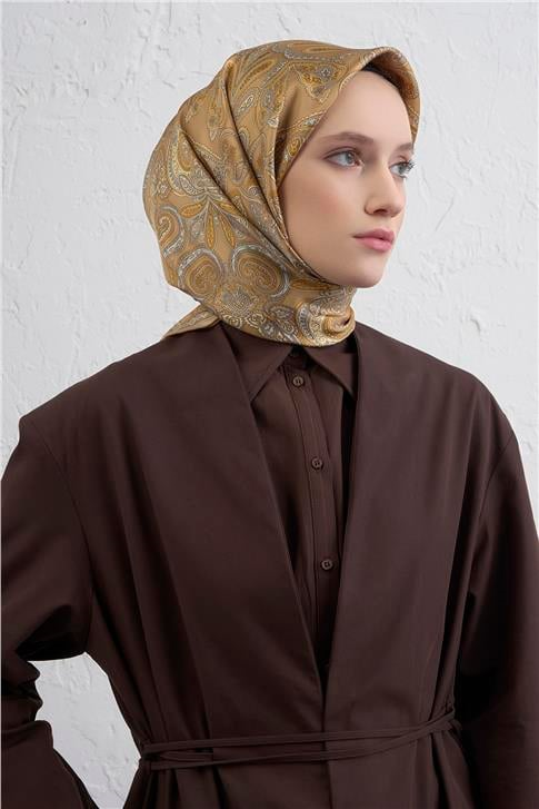 Armine Etnik Desen Saf İpek Twill Eşarp 9421D 05