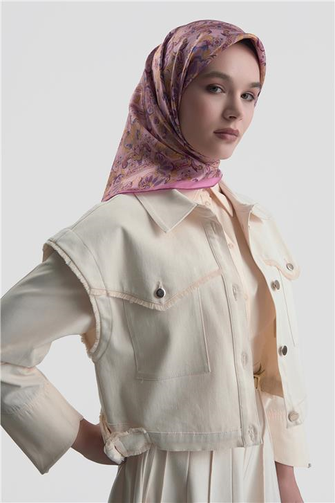 Armine Etnik Desen Saf İpek Twill Eşarp 9416D 59