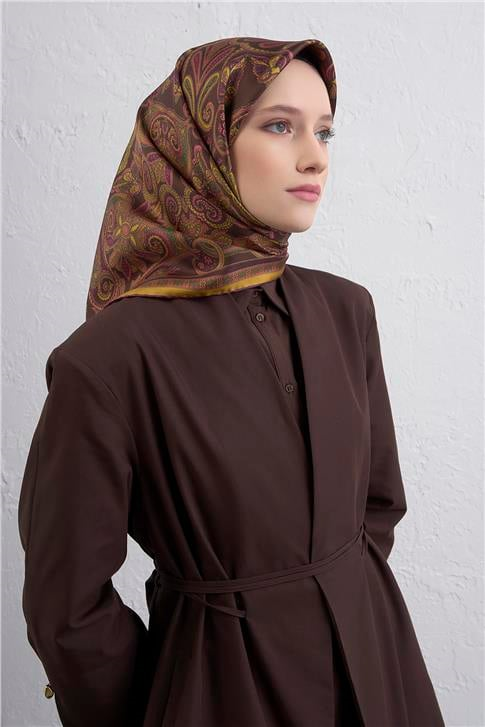 Armine Etnik Desen Saf İpek Twill Eşarp 9421D 81