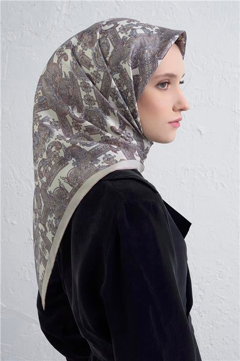 Armine Etnik Desen Saf İpek Twill Eşarp 9416D 83