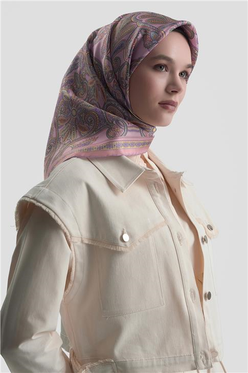 Armine Etnik Desen Saf İpek Twill Eşarp 9421D 07