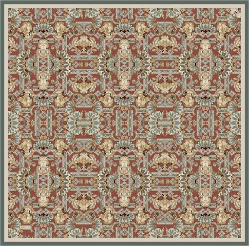 Armine Etnik Desen Saf İpek Twill Eşarp 9416D 31