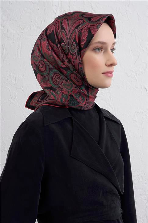 Armine Etnik Desen Saf İpek Twill Eşarp 9421D 87