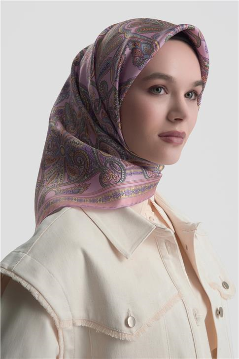 Armine Etnik Desen Saf İpek Twill Eşarp 9421D 07