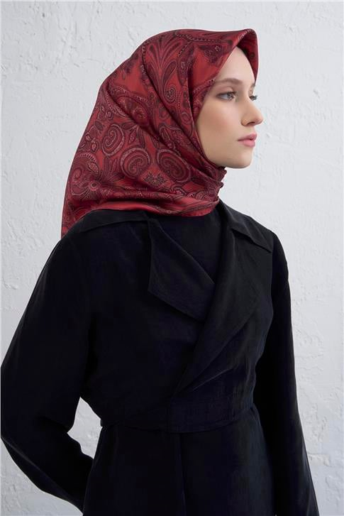 Armine Etnik Desen Saf İpek Twill Eşarp 9421D 85