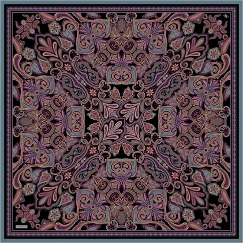 Armine Etnik Desen Saf İpek Twill Eşarp 9421D 86
