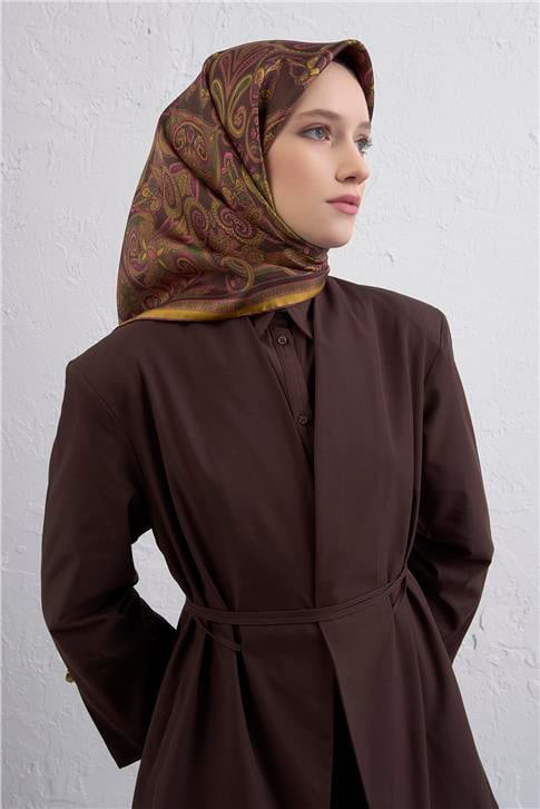 Armine Etnik Desen Saf İpek Twill Eşarp 9421D 81