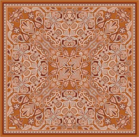 Armine Etnik Desen Saf İpek Twill Eşarp 9421D 34
