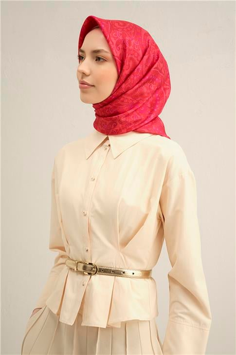Armine Etnik Desenli Saf İpek Sura Eşarp 9304D 55