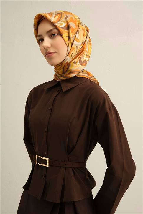 Armine Etnik Desenli Saf İpek Sura Eşarp 9323D 50
