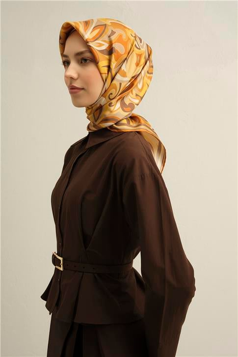 Armine Etnik Desenli Saf İpek Sura Eşarp 9323D 50