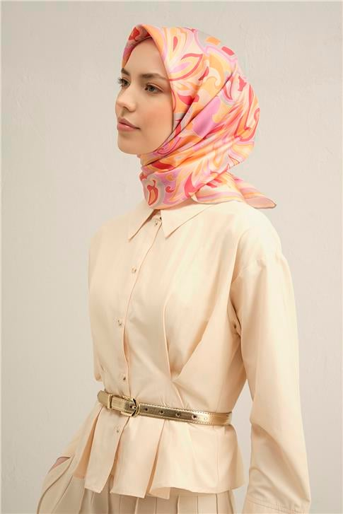 Armine Etnik Desenli Saf İpek Sura Eşarp 9323D 85