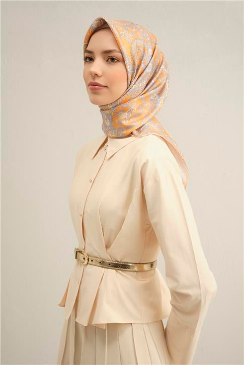 Armine Etnik Desenli Saf İpek Sura Eşarp 9304D 37