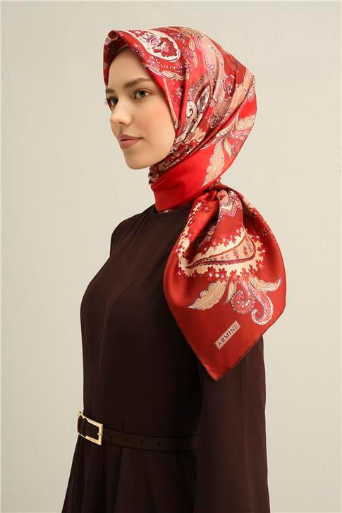 Armine Etnik Desenli Saf İpek Sura Eşarp 9338D 50