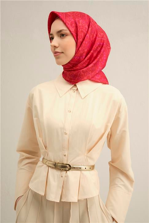Armine Etnik Desenli Saf İpek Sura Eşarp 9304D 55