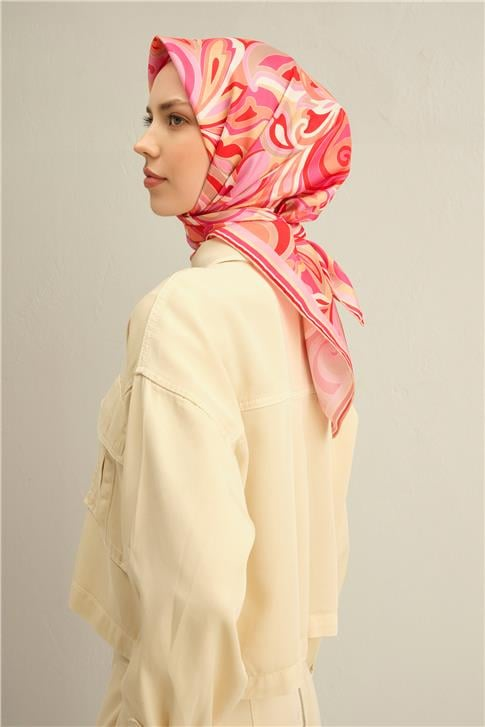 Armine Etnik Desenli Saf İpek Twill Eşarp 9323D 33