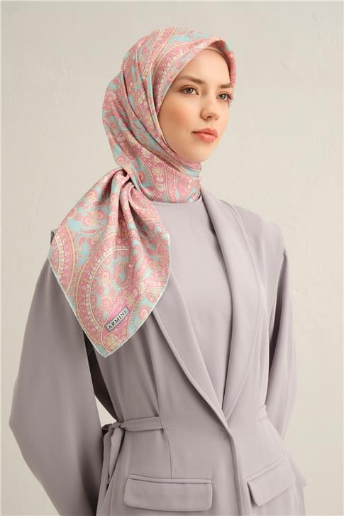 Armine Etnik Desenli Saf İpek Twill Eşarp 9304D 31
