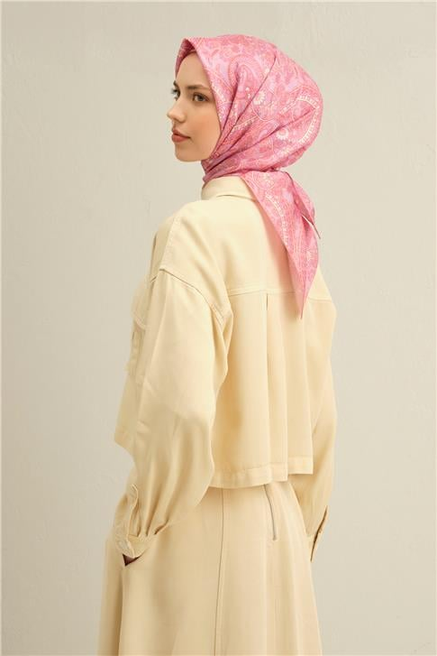 Armine Etnik Desenli Saf İpek Twill Eşarp 9304D 52