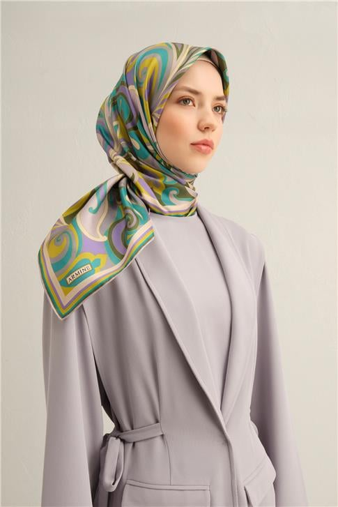 Armine Etnik Desenli Saf İpek Twill Eşarp 9323D 84