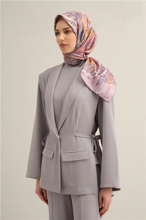 Armine Etnik Desenli Saf İpek Twill Eşarp 9338D 53