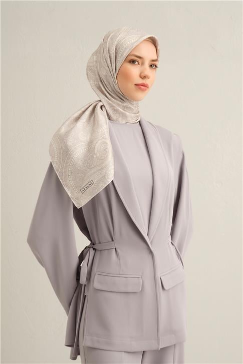Armine Etnik Desenli Saf İpek Twill Eşarp 9304D 84
