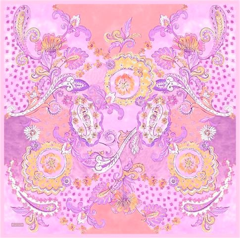 Armine Etnik Desenli Saf İpek Twill Eşarp 9338D 54