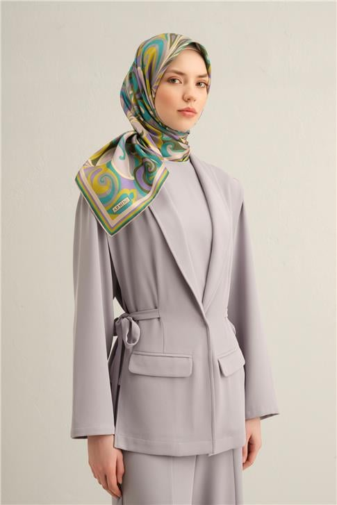 Armine Etnik Desenli Saf İpek Twill Eşarp 9323D 84
