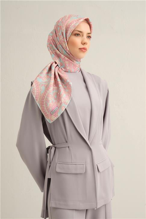 Armine Etnik Desenli Saf İpek Twill Eşarp 9304D 31