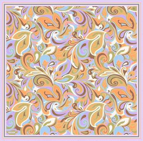 Armine Etnik Desenli Saf İpek Twill Eşarp 9323D 37