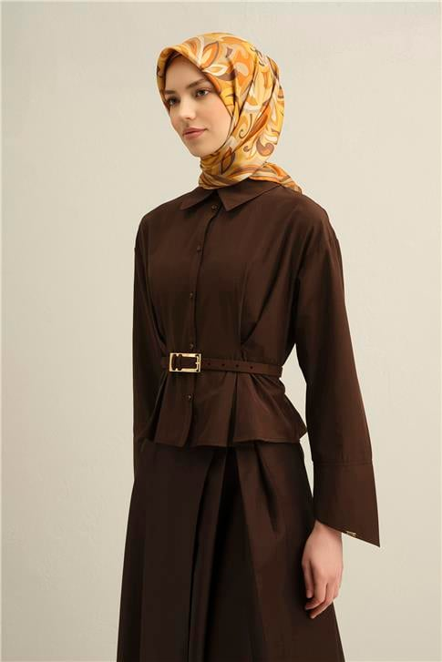 Armine Etnik Desenli Saf İpek Twill Eşarp 9323D 50