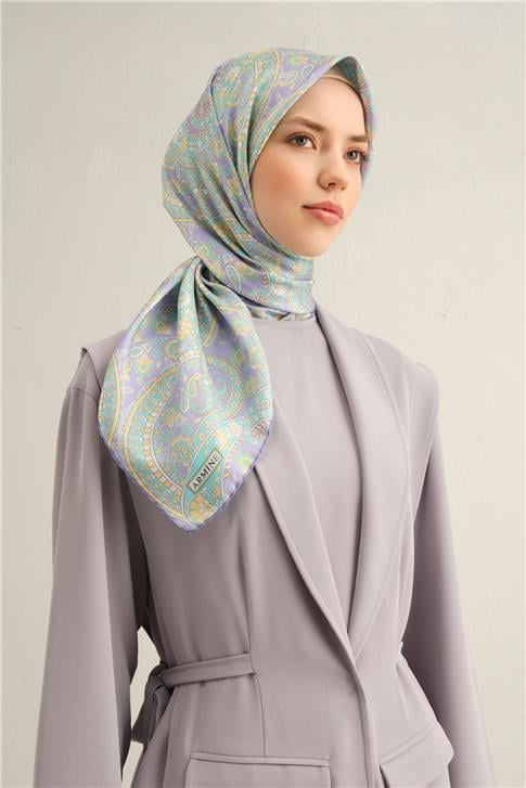 Armine Etnik Desenli Saf İpek Twill Eşarp 9304D 34